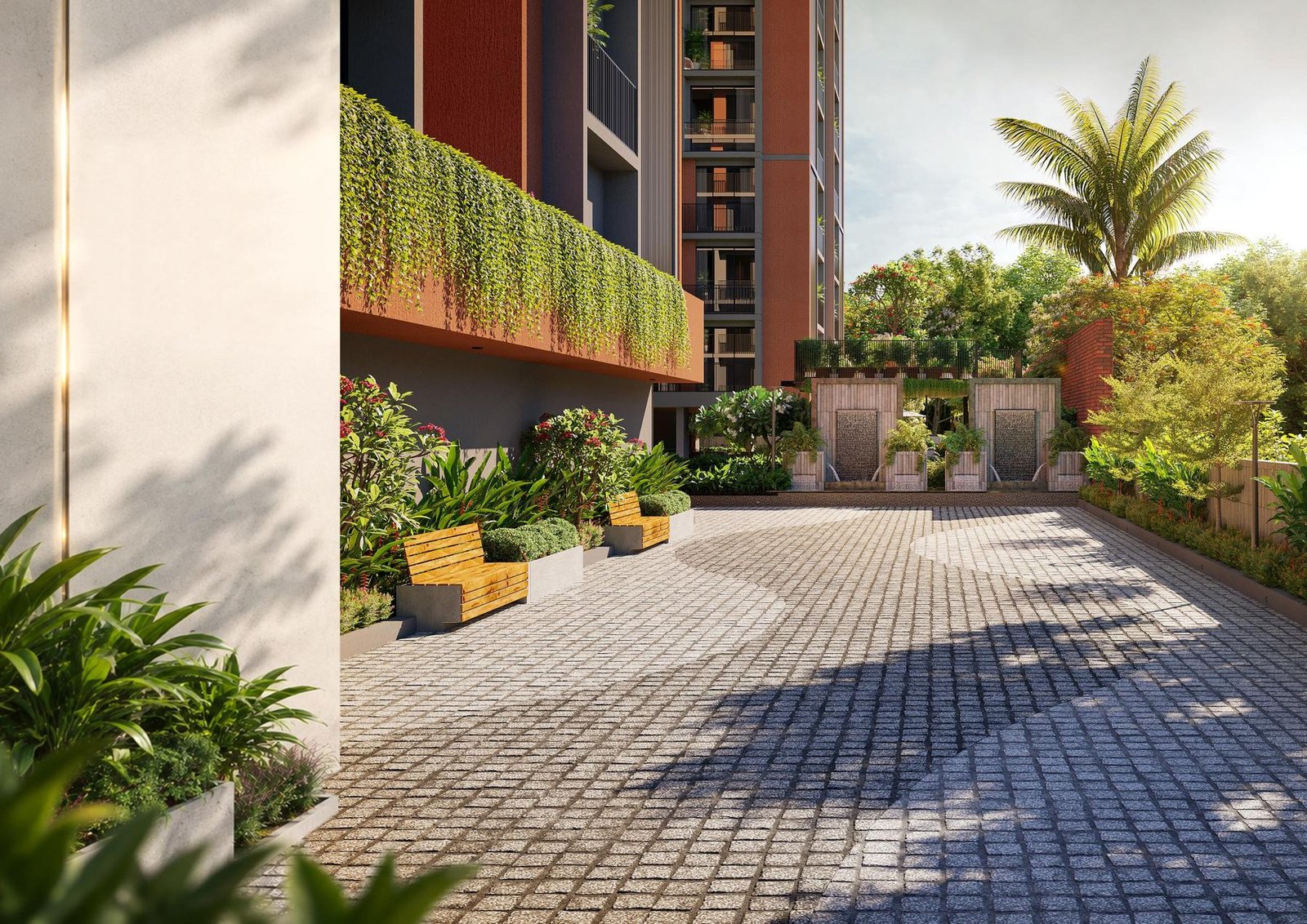 Landscaped entrance court
