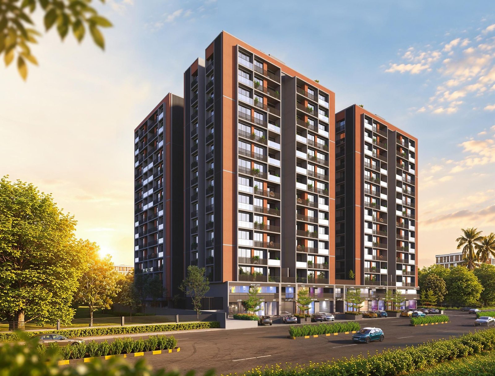 Aastha Avirat towers at sunset